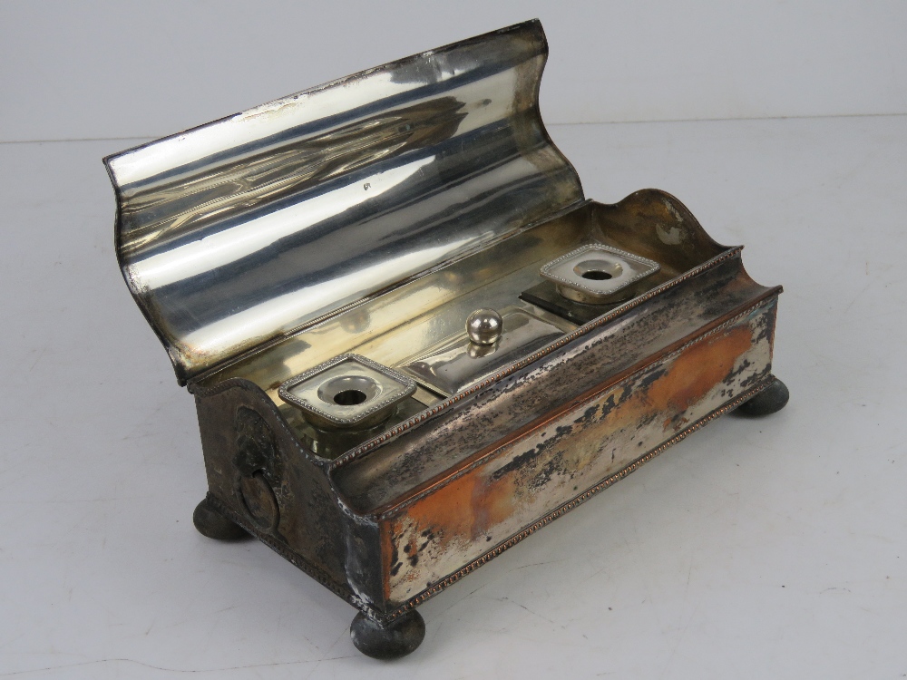 An Art deco desk standish having two inkwells over pen tray, - Image 2 of 5