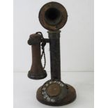 A vintage candlestick type telephone no A5F FH34/1 IN ORIGINAL UNRESTORED CONDITION.