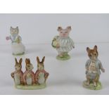 Beswick Beatrix Potter; Four figurines having gold back stamp 'Beswick England F.