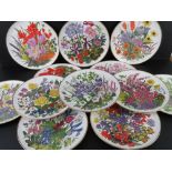 A collection of Franklin porcelain 'flowers of the year' plates.