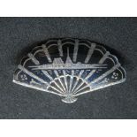 A Niello work sterling silver brooch marked for Siam in the form of a fan.