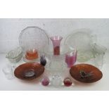 A quantity of assorted glassware inc serving plates, jelly moulds, Caithness paperweights,