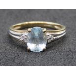 A 9ct gold aquamarine ring,