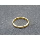 A 22ct gold plain band ring, hallmarked, size K, 2.