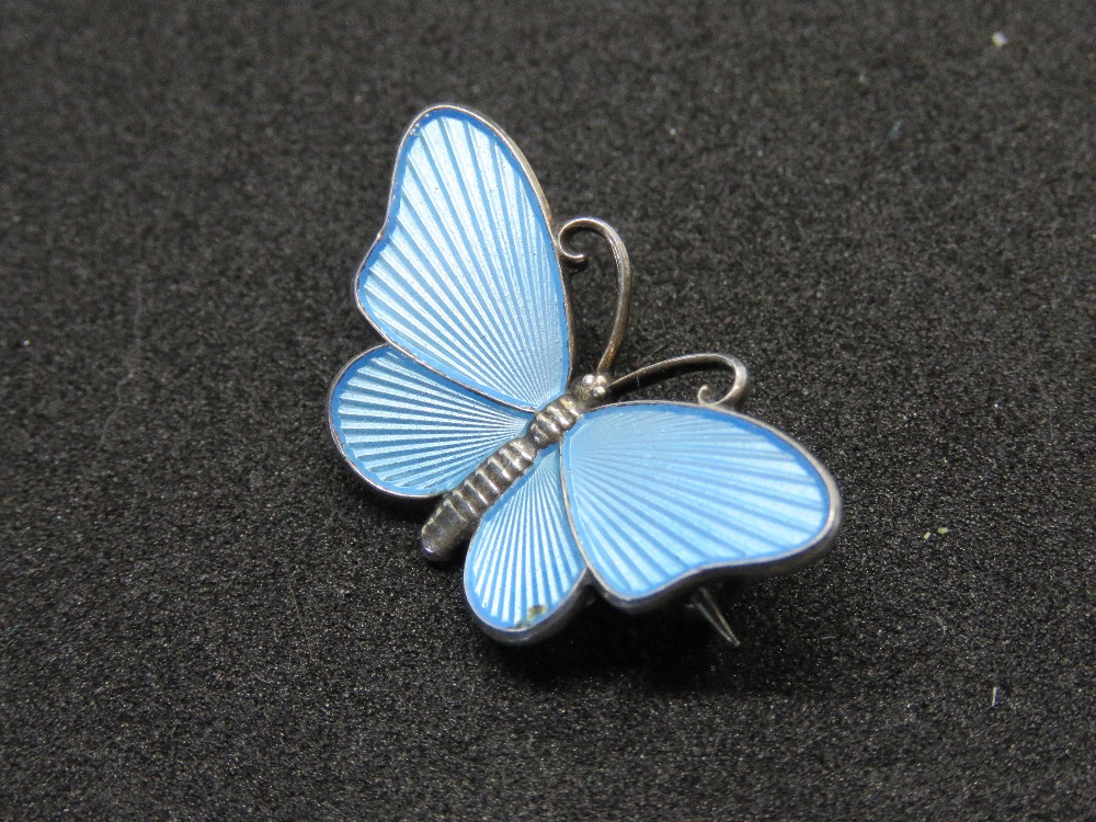 A Sterling silver enamelled Norwegian butterfly brooch designed by Ivart Holth c1950's. - Image 2 of 3