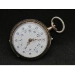 A delightful white and rose metal fob watch having white enamel dial with rose metal hands,