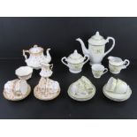 Two floral tea/coffee sets; pink rose tea set by Bisto England.