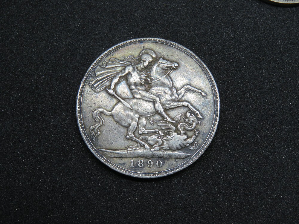 A 1676 Charles II silver half crown, a 1819 George III silver crown, a Victoria 1890 crown, - Image 7 of 11