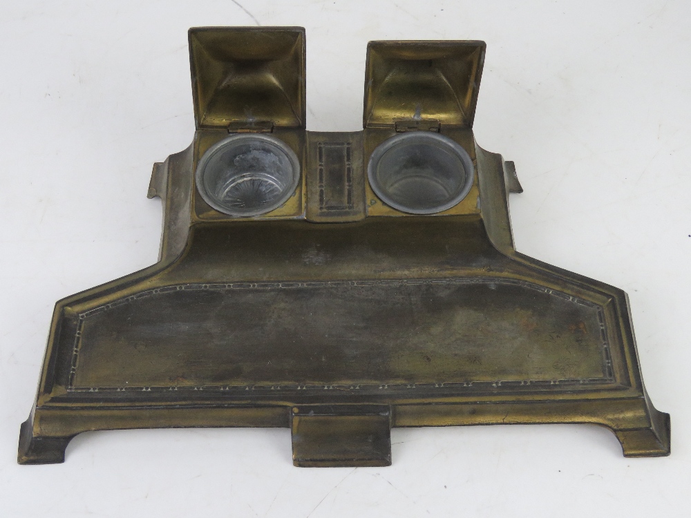 An Art deco desk standish having two inkwells over pen tray, - Image 5 of 5