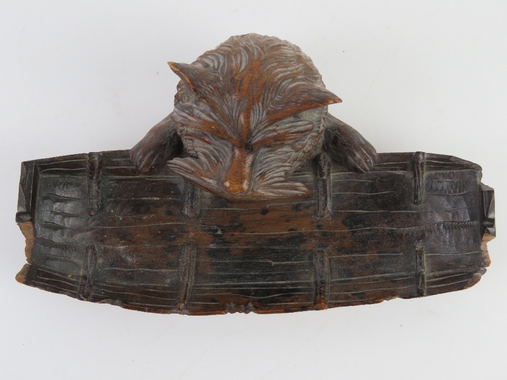 A black forest type carved wooden pen tray having beast peering over side of boat, - Image 4 of 7