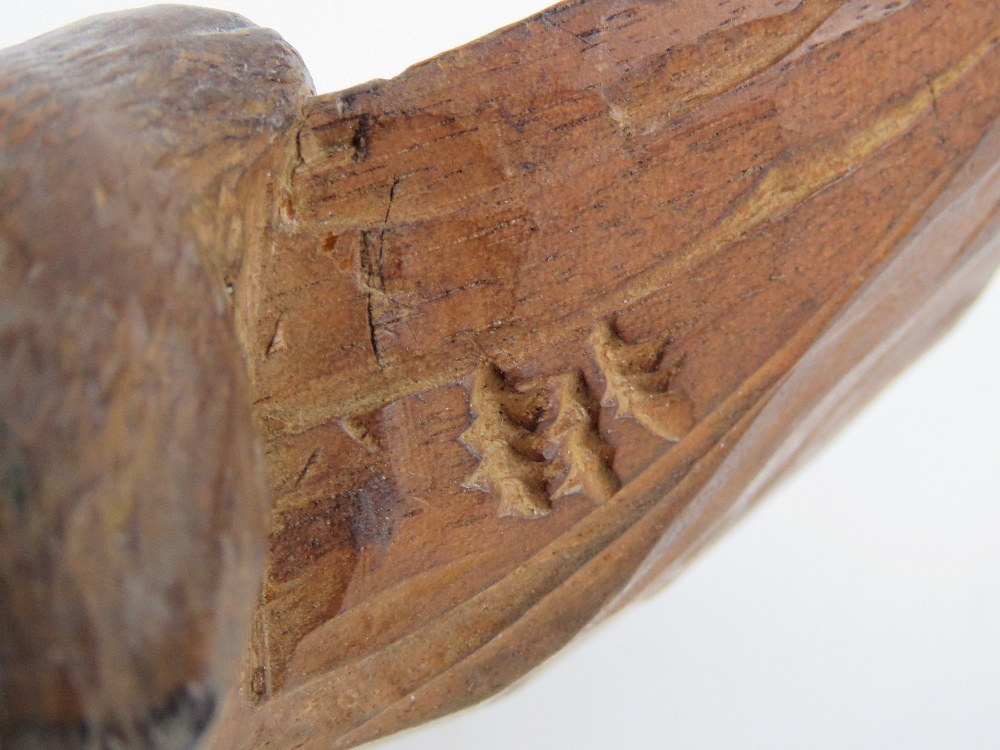 A black forest type carved wooden pen tray having beast peering over side of boat, - Image 6 of 7