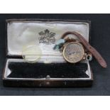 A vintage 9ct gold watch, a/f glass replaced with plastic, hallmarked 375, with vintage box.