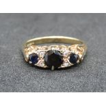 A 9ct gold sapphire and diamond ring,