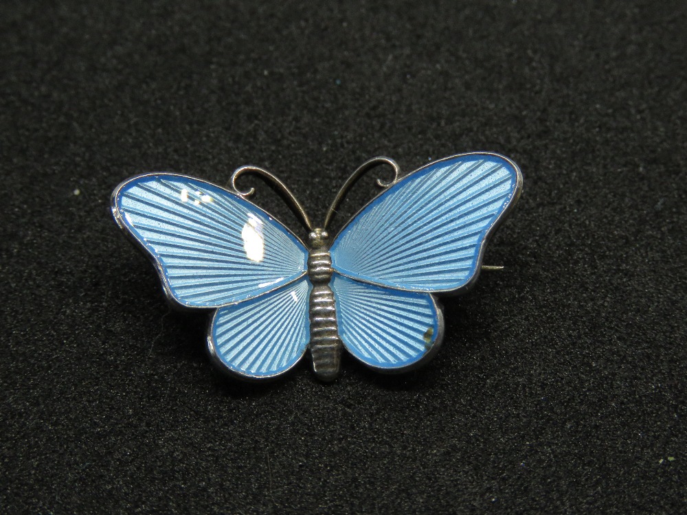 A Sterling silver enamelled Norwegian butterfly brooch designed by Ivart Holth c1950's.