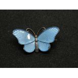 A Sterling silver enamelled Norwegian butterfly brooch designed by Ivart Holth c1950's.