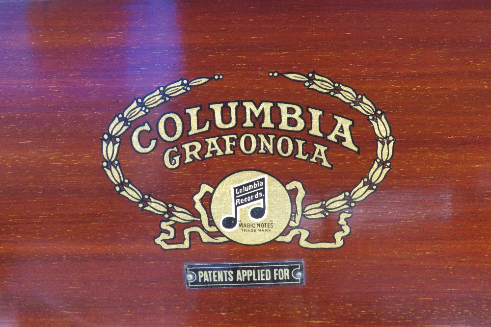 A superb Edwardian Columbia Grafonola, lid lifting to reveal wind up gramaphone apparatus within, - Image 2 of 9
