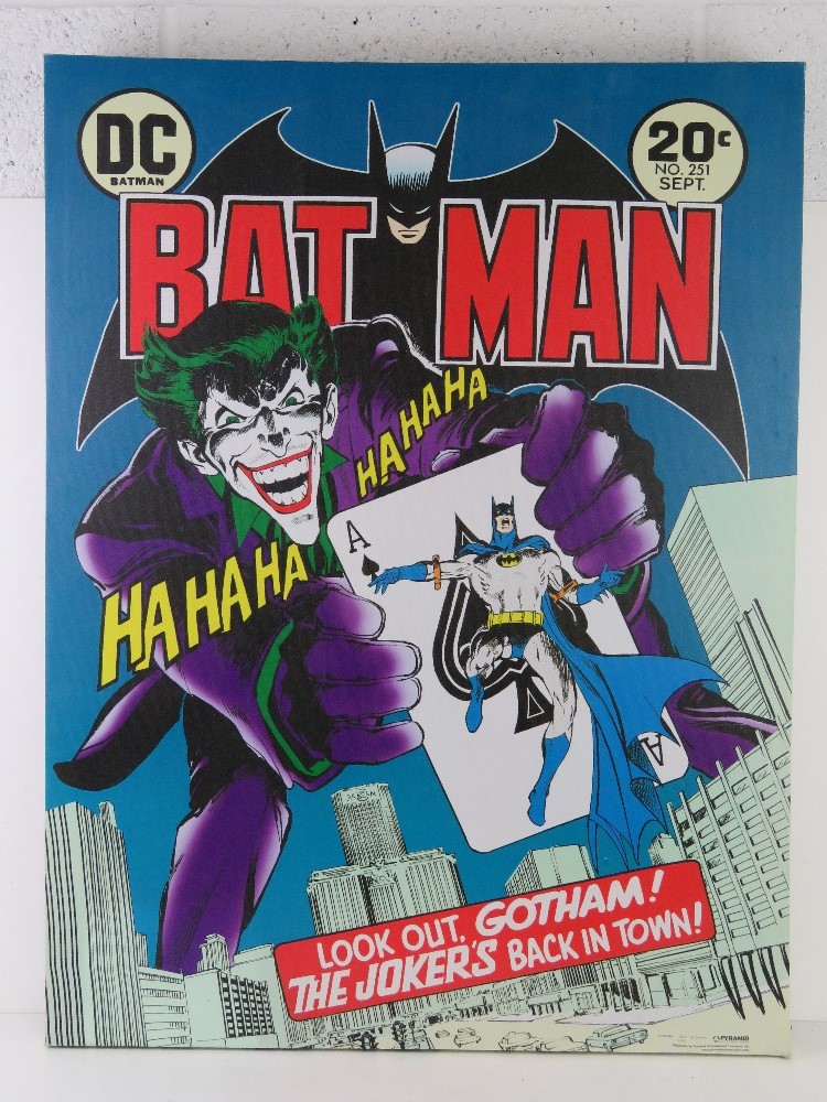 Three comic book themed canvas prints, DC Batman, Marvel Ironman and Amazing Spiderman, - Image 2 of 4