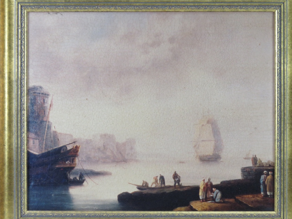 Print of a North African harbour in gilt frame by Bright's of Nettlebed, - Image 2 of 3