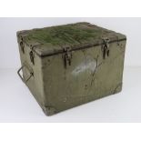 A green painted ammo box 41 x 36cm a/f.