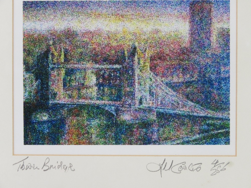 Signed limited edition print 'Tower Bridge' by (Jill Coates?? signature indistinct) 4/256 sight - Image 2 of 2