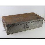 A metal tool chest 70 x 37.5 x 19cm.