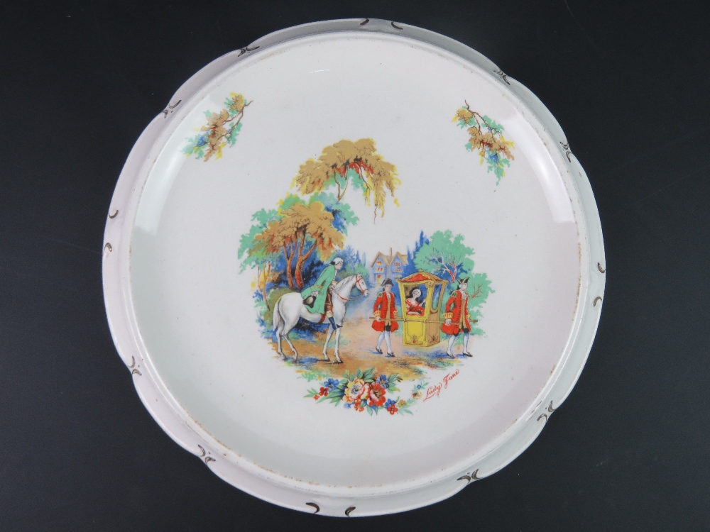 A transfer printed Falcon ware ceramic stand having Georgian scene upon - Gentleman on horse,