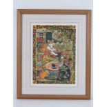 Signed limited edition print of cats in a garden, signed and numbered in pencil below 25/850,