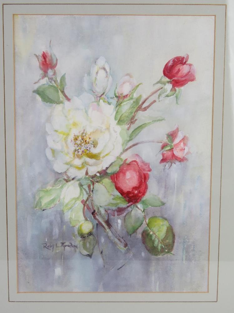 Two floral watercolours; - Image 2 of 5