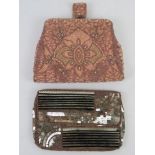 Two early 20thC beaded and sequin evening bags, one in original box and having mirror within,