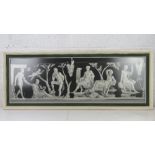 A framed photographic print of a classical marble sculptural scene featuring nude males and females