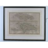 Map; Hayti and Jamaica engraved by Edward Weller, handcoloured,