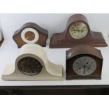 Four wooden cased clocks a/f.