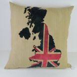 A large decorative Union Jack/United Kingdom themed cushion 60 x 60cm