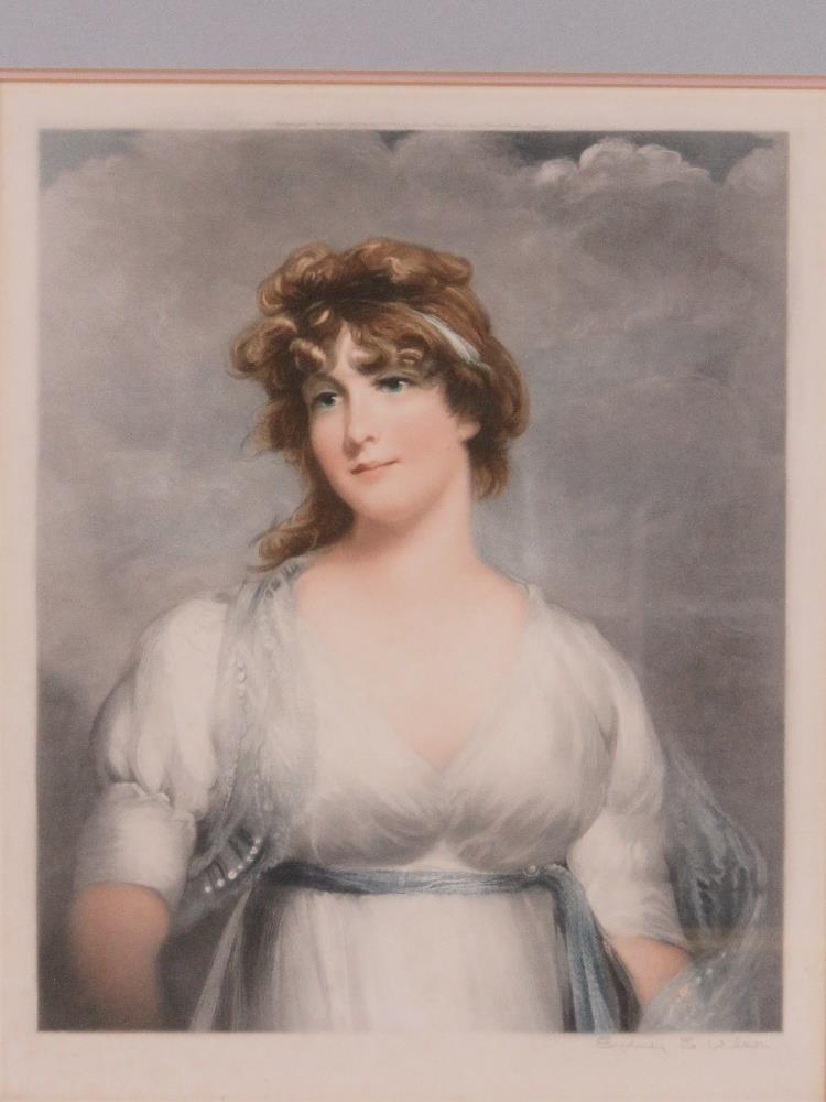 A coloured steel engraving of a lady in white gossamer dress, signed lower left Sydney Wilson, - Image 3 of 3