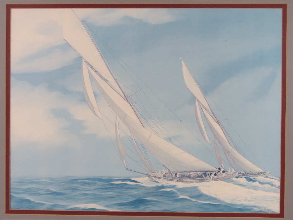 A sailboat print, framed and mounted. - Image 2 of 3