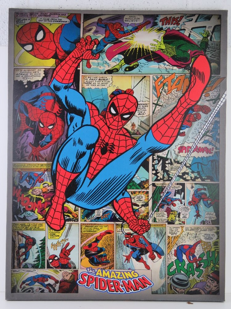 Three comic book themed canvas prints, DC Batman, Marvel Ironman and Amazing Spiderman, - Image 4 of 4