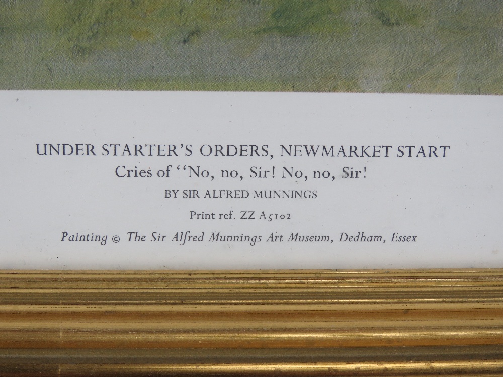 Print; Under Starters Orders, Newmarket Start by Sir Alfred Munnings, framed and glazed, - Image 4 of 5