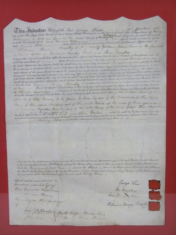 Apprenticeship Bond dated 17 June 1833. English. Main text partially printed. - Image 2 of 5