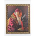 Oil on canvas of a Chinese gentleman in embroidered robe, indistinct signature, 44 x 54.5cm, framed.