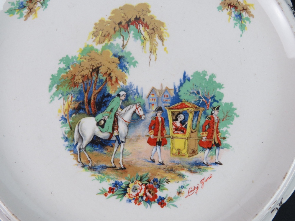 A transfer printed Falcon ware ceramic stand having Georgian scene upon - Gentleman on horse, - Image 2 of 4