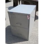 A two drawer Escoline metal filing cabinet with key, 47 x 62 x 70cm.