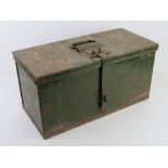 A green painted GPO engineer's toolbox in unrestored condition, marked GPO to lid, 47cm wide.