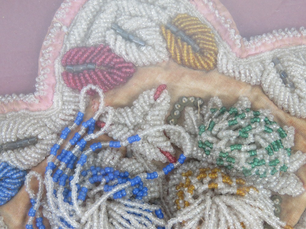 Two beadwork embroideries each loose in frame, each approx 27cm wide. - Image 3 of 5