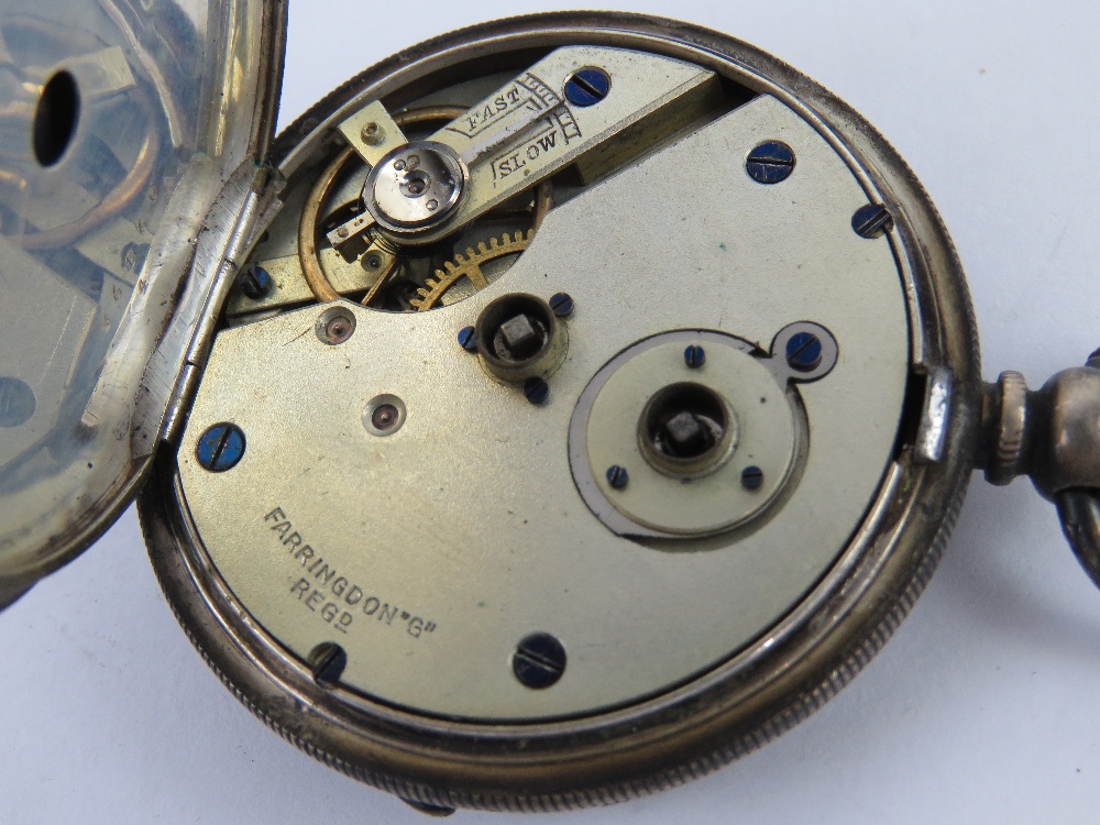 A HM silver key wind open face pocket watch marked Farringdon "G" REGd to the movement and to the - Image 4 of 11