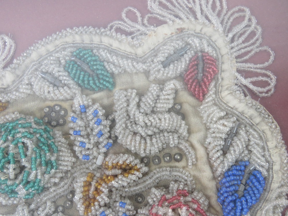 Two beadwork embroideries each loose in frame, each approx 27cm wide. - Image 5 of 5
