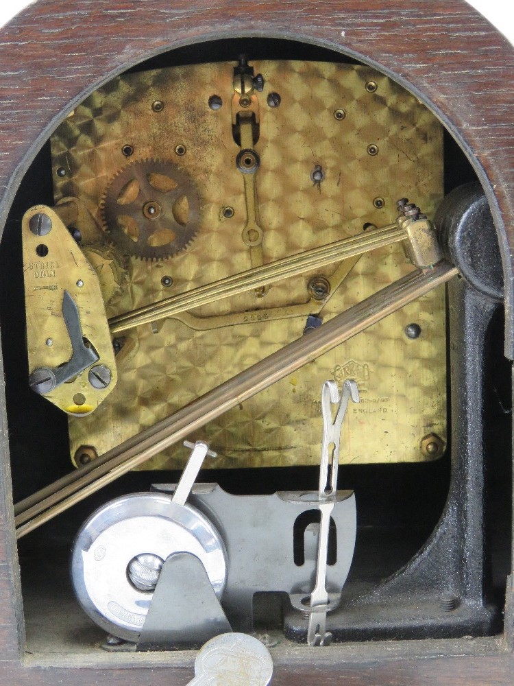 A three train Napoleon hat mantle clock by Garrards, silvered dial with Arabic numerals, - Image 4 of 6