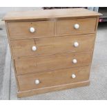A Victorian pine chest of two over three drawers,