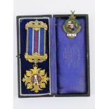 A HM silver Masonic RAOB Old Comrades Lodge No 2312 breast jewel medal in presentation box by L