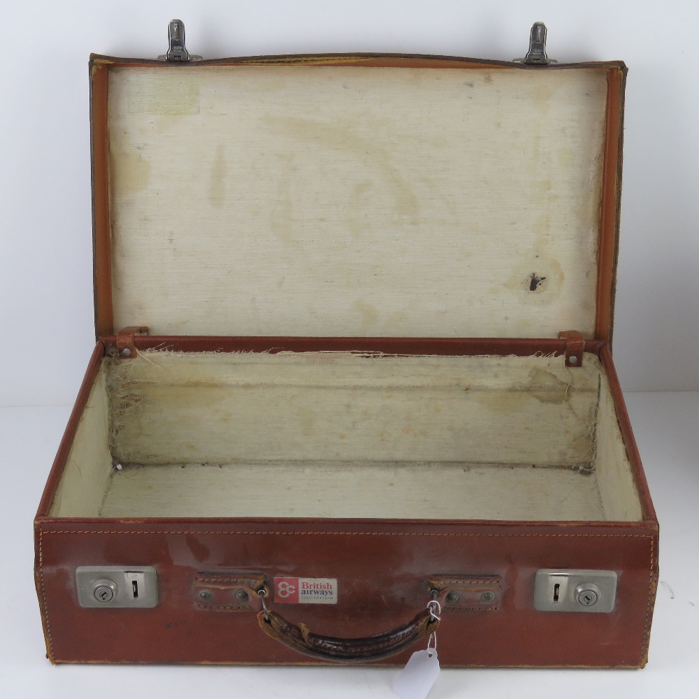A pair of graduated pigskin leather vintage suitcases, - Image 3 of 4