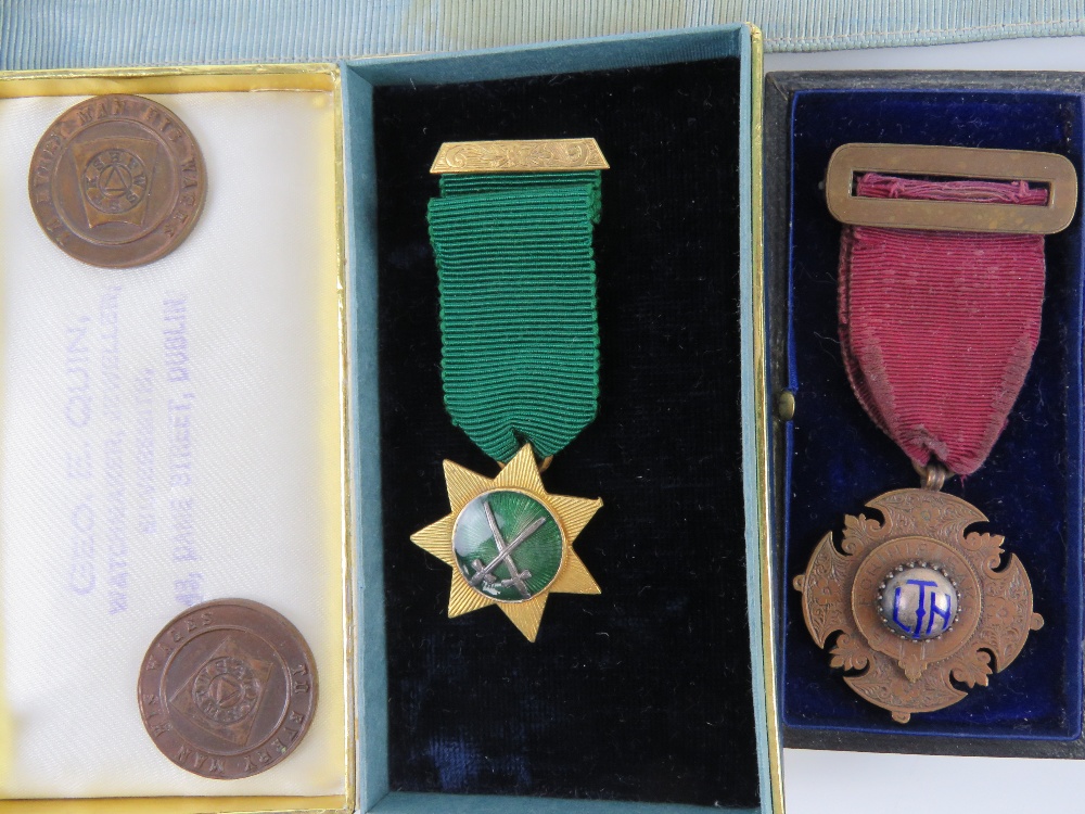 Masonic; Ruby Masonic Lodge Dublin medals and other Masonic items including paperwork and apron. - Image 2 of 9